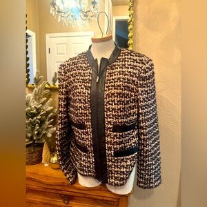 St. John Black and Cream Knit Jacket